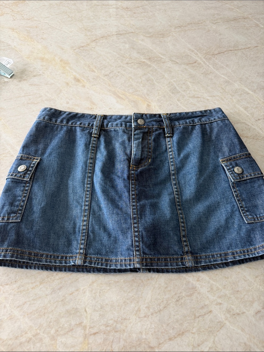 Old Navy Dark Blue Denim Mini Skirt with Cargo Patch Pockets